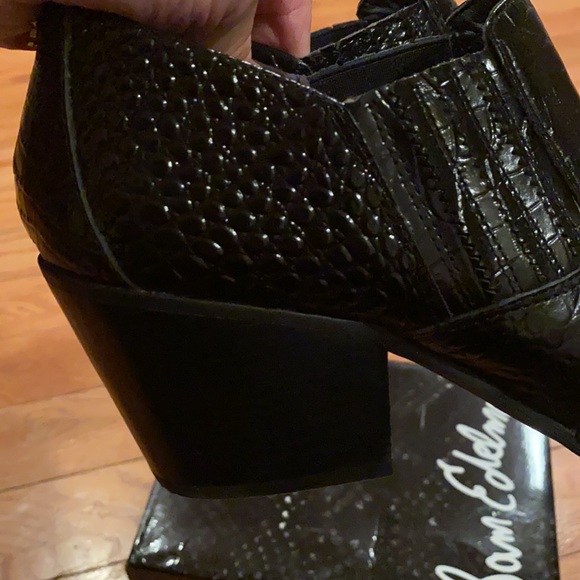 Sam Edelman Black Croc-Embossed Ankle Boots - Picture 3 of 9